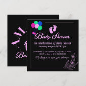 Paarse Baby Meisje Schattige Baby shower Kaart (Voorkant / Achterkant)