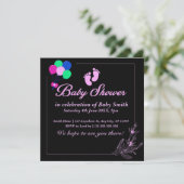 Paarse Baby Meisje Schattige Baby shower Kaart (Staand voorkant)