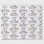 Paarse Baby Olifant Waterverf Bloemen Oerwoud Cadeaupapier (Vlak)