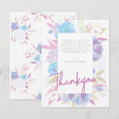 Paarse Baby shower Bloemen Waterverf Bedankkaart (Voorkant / Achterkant)