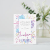 Paarse Baby shower Bloemen Waterverf Bedankkaart (Staand voorkant)