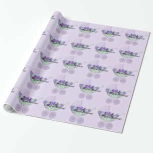 Paarse Baby Shower Cadeaupapier
