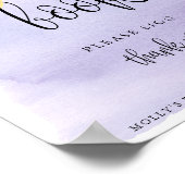 Paarse baby shower gastboekposter 'Over de maan' Poster (Hoek)