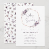 Paarse Baby Shower Kaart (Voorkant / Achterkant)