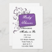 Paarse Baby shower Kaart (Voorkant / Achterkant)