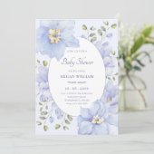 Paarse baby shower met zachte bloesem kaart (Staand voorkant)