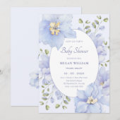 Paarse baby shower met zachte bloesem kaart (Voorkant / Achterkant)