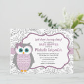 paarse baby shower-uitnodiging kaart (Staand voorkant)