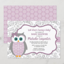 paarse baby shower-uitnodiging