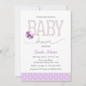 Paarse Baby shower van Butterfly Kaart (Voorkant)