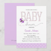 Paarse Baby shower van Butterfly Kaart (Voorkant / Achterkant)