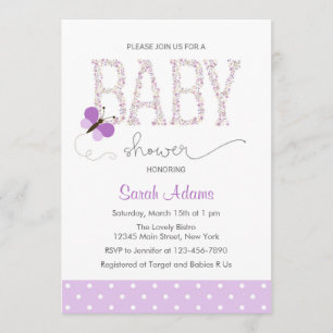 Paarse Baby shower van Butterfly Kaart