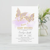 Paarse Baby shower van Butterfly Kaart (Staand voorkant)
