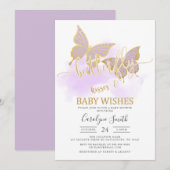 Paarse Baby shower van Butterfly Kaart (Voorkant / Achterkant)