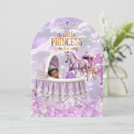 Paarse Baby shower van de prinses Kaart (Staand voorkant)