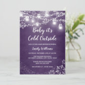 Paarse Baby showers Baby het is koud buiten de win Kaart (Staand voorkant)