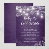 Paarse Baby showers Baby het is koud buiten de win Kaart (Voorkant / Achterkant)