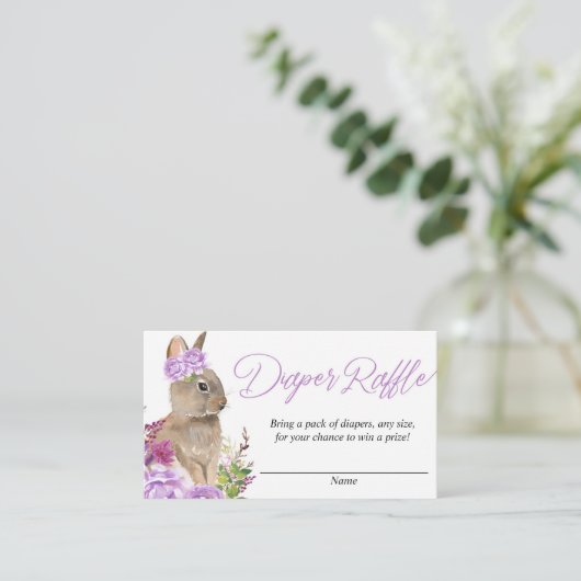 Paarse baby showers voor het gebruik van tapijten informatiekaartje (Staand voorkant)