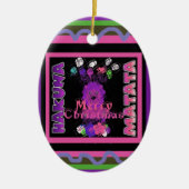 Paarse Baby Simba Vrolijk Kerstfeest Collectie Keramisch Ornament (Voorkant)