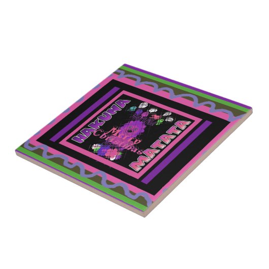 Paarse Baby Simba Vrolijk Kerstfeest Collectie Tegeltje (Zijkant)