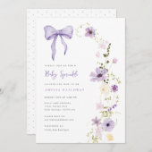 Paarse Baby Sprinkle Wildflower Party Uitnodiging (Voorkant / Achterkant)
