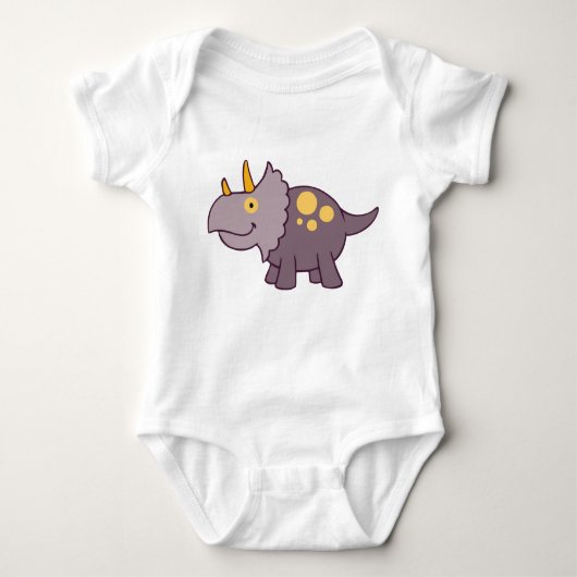 Paarse Baby Triceratops Dinosaur Baby One-Piece Romper (Voorkant)