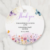 Paarse Baby vlinder Baby shower Bedankjes Labels (Voorkant)