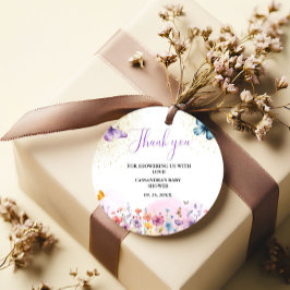 Paarse Baby vlinder Baby shower Bedankjes Labels