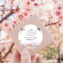 Paarse Baby vlinder Baby shower Ronde Sticker
