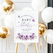 Paarse baby vlinder baby shower Welkomstbord Poster