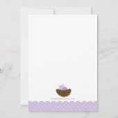 Paarse Baby Vogelnesten Babyschoenen Kaart (Achterkant)