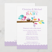 Paarse Baby Vogelnesten Babyschoenen Kaart (Voorkant / Achterkant)