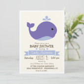 Paarse Baby walvis Baby shower Kaart (Staand voorkant)