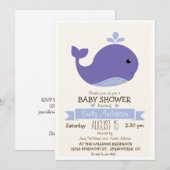 Paarse Baby walvis Baby shower Kaart (Voorkant / Achterkant)