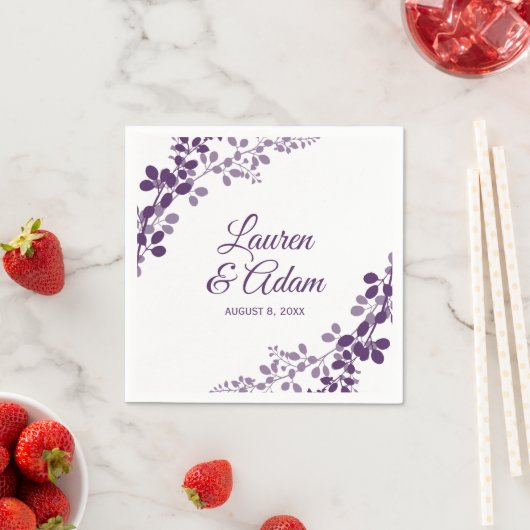 Paarse baby's adem of wijnstokken bruiloft servett servet (Insitu)