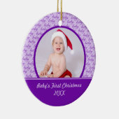 Paarse baby's eerste kerstfoto keramisch ornament (Rechts)