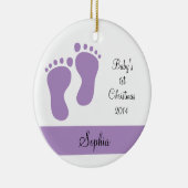 Paarse baby's eerste Kerstmis Keramisch Ornament (Rechts)