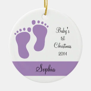 Paarse baby's eerste Kerstmis Keramisch Ornament