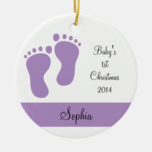 Paarse baby's eerste Kerstmis Keramisch Ornament (Voorkant)