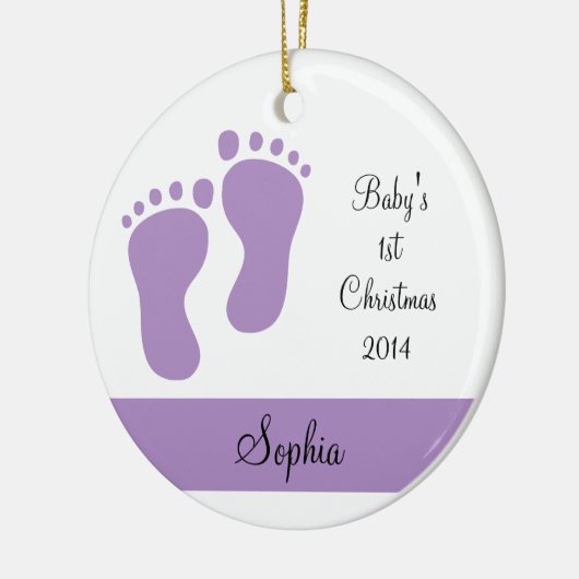 Paarse baby's eerste Kerstmis Keramisch Ornament (Links)