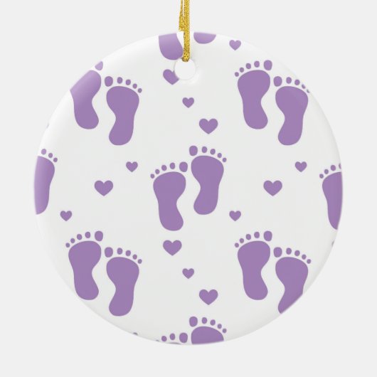 Paarse baby's eerste Kerstmis Keramisch Ornament (Achterkant)