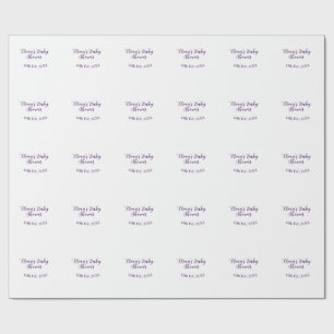 Paarse babyshower naam datum stijlvol elegant eenv cadeaupapier