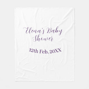 Paarse babyshower naam datum stijlvol elegant eenv fleece deken