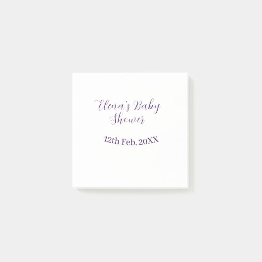 Paarse babyshower naam datum stijlvol elegant eenv post-it® notes (Voorkant)