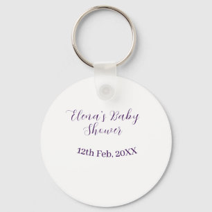 Paarse babyshower naam datum stijlvol elegant eenv sleutelhanger