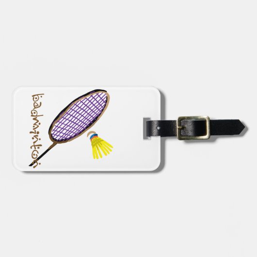Paarse badminton racket bagagelabel (Voorkant horizontaal)