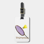 Paarse badminton racket bagagelabel (Voorkant verticaal)