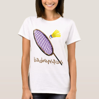 Paarse badminton racket t-shirt
