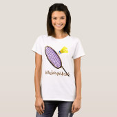 Paarse badminton racket t-shirt (Voorkant volledig)