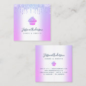 Paarse Bakkerij Cupcake Pastry Chef Glitter Drips Vierkante Visitekaartje (Voorkant / Achterkant)